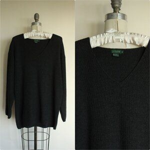J Crew Mens Merino Wool Dark Gray Sweater, Size Medium, V Neck Pullover